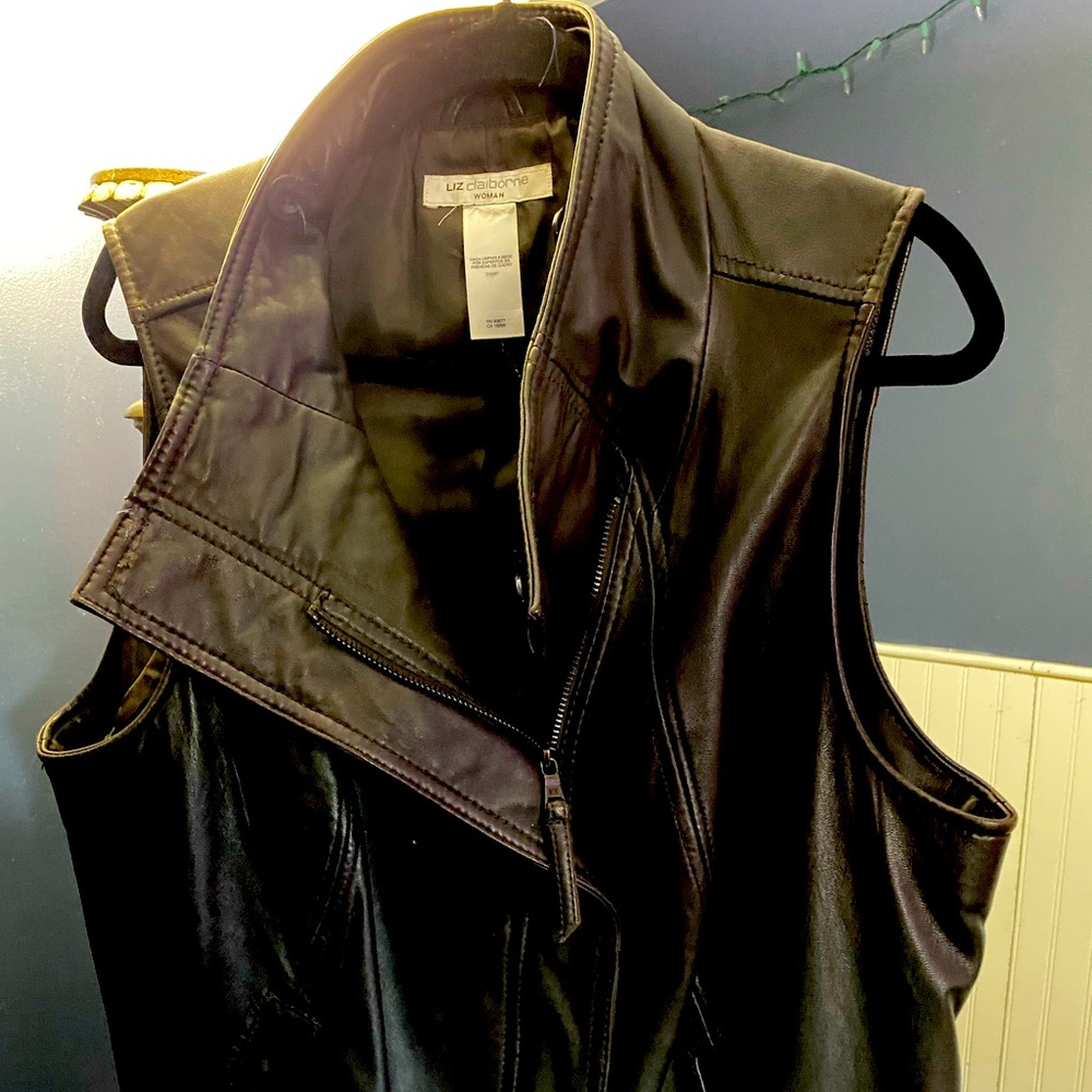 Chocolate brown leather vest